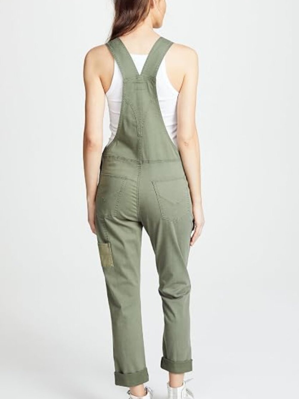 Hudson Jeans Workwear Stretch Cotton Overalls in Olive Remix (Green) Medium - Picture 4 of 7